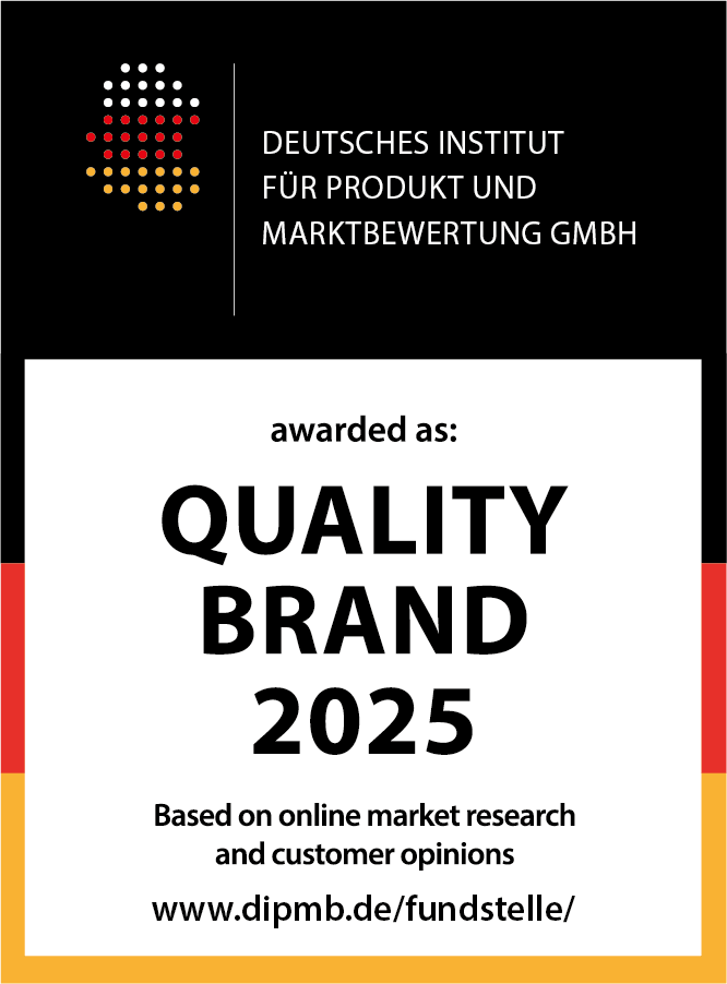 Quality Brand 2025 - recognized based on online market research and customer feedback.