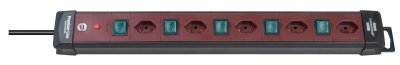 Premium-Line Technik Steckdosenleiste 5-fach schwarz/bordeaux 3m H05VV-F 3G1,5 einzeln schaltbare Steckdosen *CH*