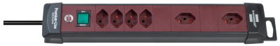 Premium-Line Technik Steckdosenleiste 4+2-fach schwarz/bordeaux 3m H05VV-F 3G1,5 2 Steckdosen mit spezieller 90°- Steckdosenanordnung *CH*