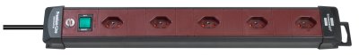 Premium-Line Technik Steckdosenleiste 5-fach schwarz/bordeaux 3m H05VV-F 3G1,5 *CH*