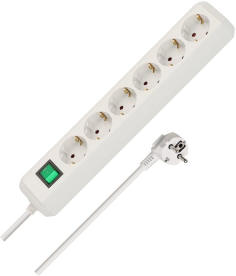 Eco-Line Steckdosenleiste mit Schalter 6-fach wei&szlig; 3m H05VV-F 3G1,5 - Produktbild