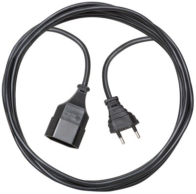 Qualitäts-Kunststoff-Verlängerungskabel, 2-polig 5m schwarz H05VV-F 2x1,0