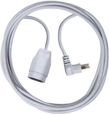 Kunststoff Verlängerungskabel, T12 Winkelstecker, T13 Kupplung, Kabel 3m H05VV-F 3G1,0 weiß *CH*