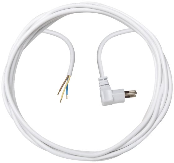 Anschlusskabel 2-polig/3-polig mit Winkelstecker 3m weiß H05VV-F 3G1,0 *CH* - Produktbild