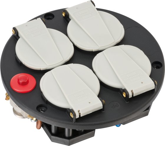 Steckdoseneinsatz-Montageplatte 4-fach IP20 230V/16A Thermostat mit Kontroll-Leuchte - Produktbild