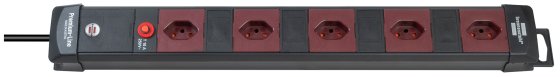 Premium-Line Technik Steckdosenleiste 5-fach schwarz/bordeaux 3m H05VV-F 3G1,5 *CH* - Produktbild