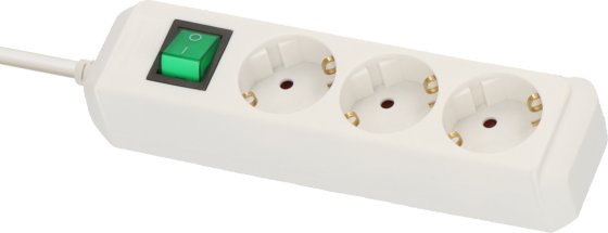 Eco-Line Steckdosenleiste mit Schalter 3-fach weiß 1,5m H05VV-F 3G1,5 - Produktansicht