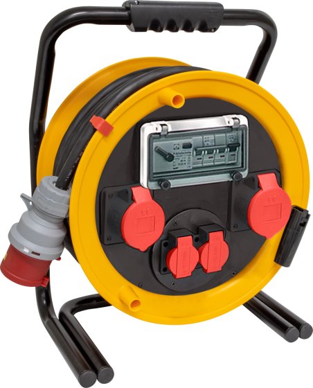 Brobusta 380 CEE-Kabelrolle für Ausseneinsatz, 2x Steckdose T25, 2x CEE Steckdose, CEE Stecker, 25m H07RN-F 5G4,0, schwarz, CH Stecksystem IP55
 - Produktbild