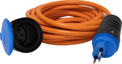 Verlängerungsleitung (Kunststoff-Kabel), T13 Stecker, T13 Kupplung, Kabel 10m AT-N07V3V3-F 3G1.5 orange, CH Stecksystem IP55