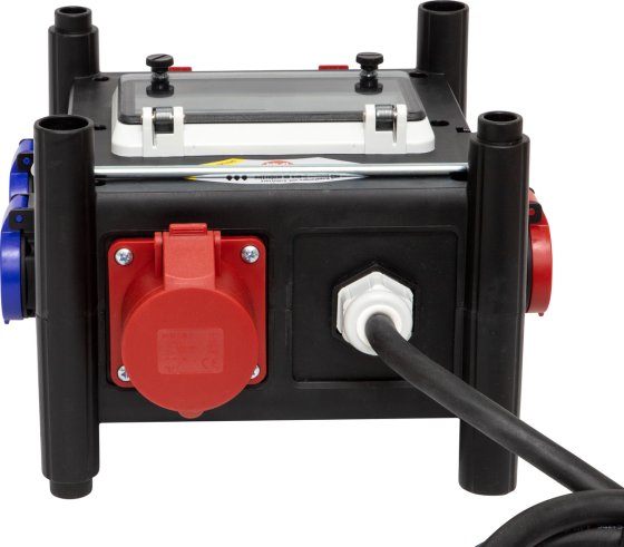 Kompakter Stromverteiler BSV 3 - FI/16, 3x CEE 400V/16A, 2x Typ T25 (IP55), 2x Typ T23 (IP55) *CH* - Produktansicht