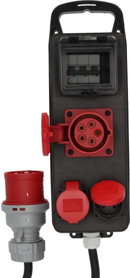 CEE/5 Adapter BSV P LS 400V/32A auf 400V/16A, 1x CEE 16A + 2x T25, CEE 32A Stecker, 1m H07RN-F 5G2,5 schwarz *CH* - Produktansicht