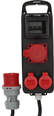 CEE/5 Adapter BSV P LS 400V/32A auf 400V/16A, 1x CEE 16A + 2x T25, CEE 32A Stecker, 1m H07RN-F 5G2,5 schwarz *CH*