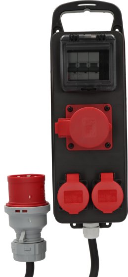 CEE/5 Adapter BSV P LS 400V/32A auf 400V/16A, 1x CEE 16A + 2x T25, CEE 32A Stecker, 1m H07RN-F 5G2,5 schwarz *CH* - Produktbild