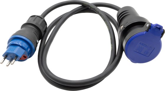 Professional Adapterkabel IP44, Typ T13 (IP55) mit FS 10A auf Typ T23 (IP55), 1.5m H07RN-F 3G1,5 - Produktbild