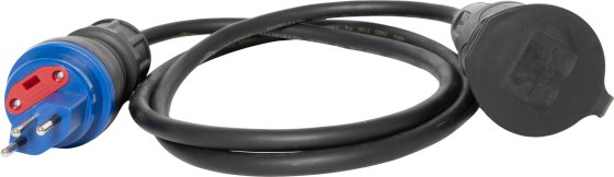 Professional Adapterkabel IP44, Typ T13 (IP55) mit FS 10A auf Typ F (IP44), 1.5m H07RN-F 3G1,5 - Produktbild