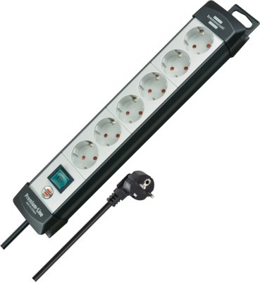 Premium-Line Steckdosenleiste 6-fach schwarz/lichtgrau 3m H05VV-F 3G1,5