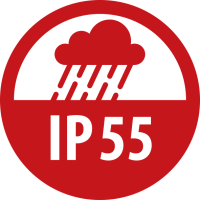 Protected against dust and water jets