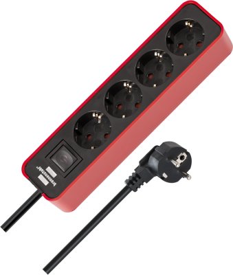 Ecolor Steckdosenleiste 4-fach rot/schwarz 1,5m H05VV-F 3G1,5