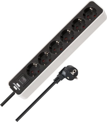 Ecolor Steckdosenleiste 6-fach weiss/schwarz 1,5m H05VV-F 3G1,5