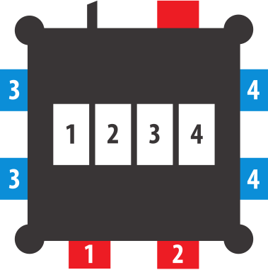 Kompakter Stromverteiler BSV 3/32 2 IP44 2m H07RN-F 5G4,0 - 2xCEE16A, 1xCEE 32A, 4x230V - Grafik