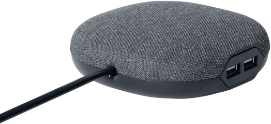 brennenstuhl&reg;estilo&nbsp;Ladestation mit Textiloberfl&auml;che 1xEurosteckdose und 2xUSB-Charger schwarz/anthrazit - Produktansicht