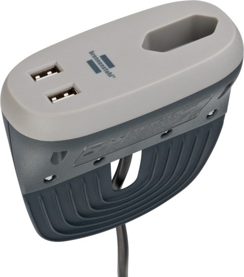 brennenstuhl&reg;estilo Sofa-Steckdose mit Ladefunktion 1xEuro-Steckdose und 2xUSB-Charger anthrazit/grau - Produktbild
