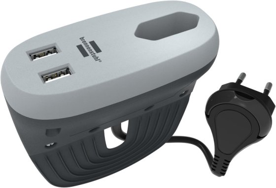 brennenstuhl&reg;estilo Sofa-Steckdose mit Ladefunktion 1xEuro-Steckdose und 2xUSB-Charger anthrazit/grau - Produktansicht