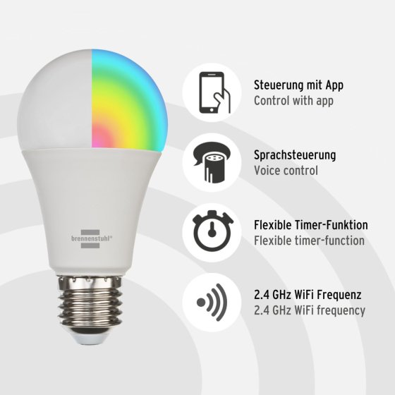 brennenstuhl&reg;Connect WiFi Gl&uuml;hbirne SB 810, E27, 860lm, 9W - Anwendungsbild