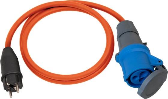 Camping-/Maritim Adapterkabel IP44 1,5m orange H07RN-F 3G2,5 Schutzkontakt-Stecker, CEE-Kupplung 230V/16A - Produktbild