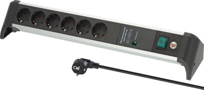 Alu-Office-Line 60.000A Überspannungsschutz-Steckdosenleiste 6-fach 1,8m H05VV-F 3G1,5