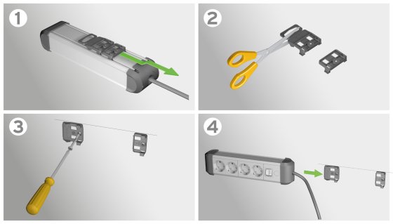 Premium-Alu-Line Steckdosenleiste mit USB-Ladefunktion 6-fach 3m H05VV-F 3G1,5 - Anwendungsbild