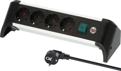 Alu-Office-Line Steckdosenleiste 4-fach 1,8m H05VV-F 3G1,5