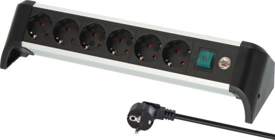 Alu-Office-Line Steckdosenleiste 6-fach 3m H05VV-F 3G1,5