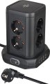 Steckdosenturm 8-fach mit 4x USB schwarz 2m H05VV-F3G1.5 - Produktbild