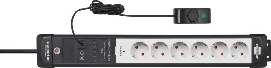 Premium-Line Comfort Switch Plus Steckdosenleiste 6-fach schwarz/lichtgrau 3m H05VV-F 3G1,5 - Produktansicht