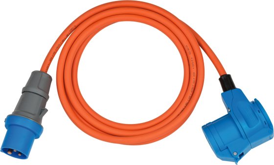 Camping-/Maritim CEE Verlängerungskabel IP44 3m orange H07RN-F 3G2,5 CEE-Stecker, Winkelkupplung 230V/16A - Produktbild