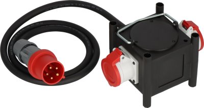 Kompakter Gummi-Stromverteiler BSV 3 2/32 IP44, 2m H07RN-F 5G6,0, 2x CEE 400V/32A