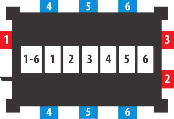 Professional Gummi-Baustromverteiler BSV 5-32A FI Typ B 2m H07RN-F 5G6,0 1xCEE32A+2x16A,6x230V - Grafik