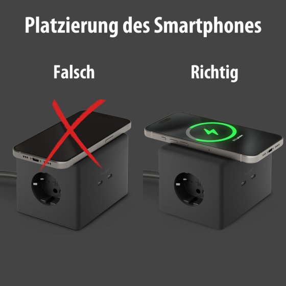 hugo! ONE Steckdosenwürfel mit USB C 20W PD deep black - Anwendungsbild