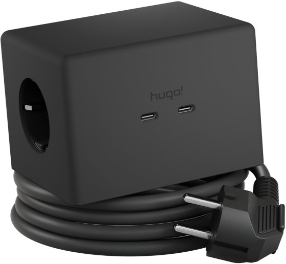 hugo! ONE Steckdosenwürfel mit USB C 20W PD deep black - Produktbild