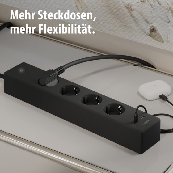 hugo! SOCKET Steckdosenleiste 4-fach, USB C 20W PD, deep black - Anwendungsbild