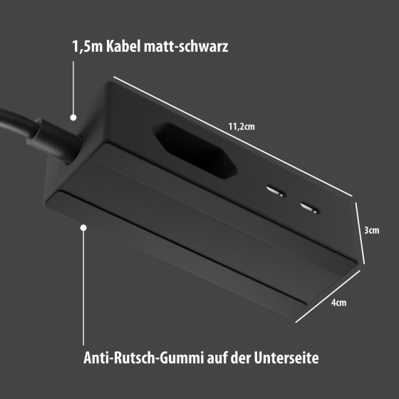 hugo! TRAVEL Steckdosenleiste mit USB C 20W PD und Euro Steckdose, deep black - Anwendungsbild