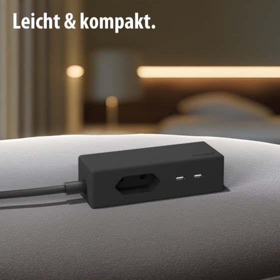 hugo! TRAVEL Steckdosenleiste mit USB C 20W PD und Euro Steckdose, deep black - Anwendungsbild