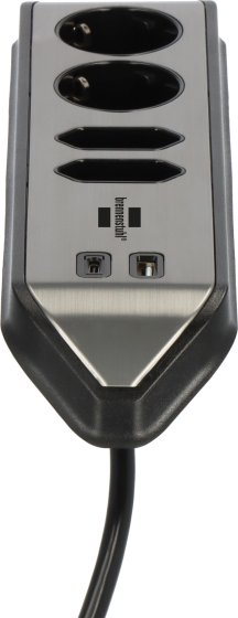 brennenstuhl&reg;estilo Ecksteckdosenleiste 4-fach mit USB A und USB C PD 30W silber/schwarz - Produktansicht