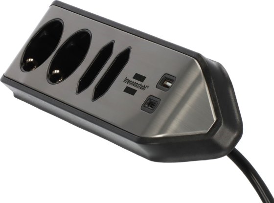 brennenstuhl&reg;estilo Ecksteckdosenleiste 4-fach mit USB A und USB C PD 30W silber/schwarz - Produktansicht