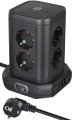 Steckdosenturm 8-fach mit 2x USB A, 1x USB C Power Delivery schwarz 2m H05VV-F3G1.5 - Produktbild