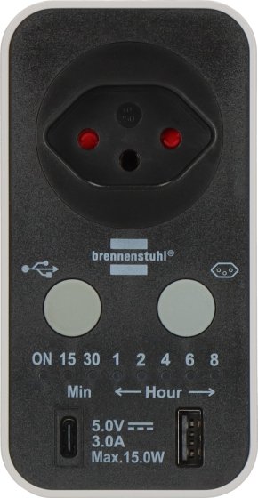 Digitaler Countdown Timer mit USB A und USB C weiss/schwarz *CH* - Produktansicht