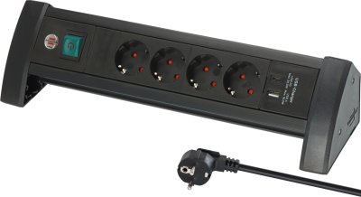 Premium Office-Line Steckdosenleiste 4-fach schwarz mit USB C PD 30W und USB A 18W, 1,8m H05VV-F3G1,5