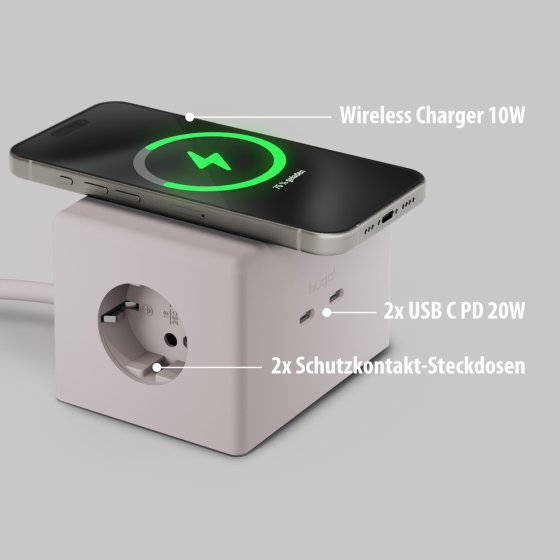 hugo! ONE Steckdosenwürfel mit USB C 20W PD cream white - Anwendungsbild