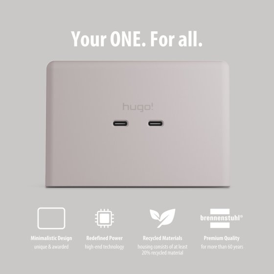 hugo! ONE Steckdosenwürfel mit USB C 20W PD cream white - Anwendungsbild